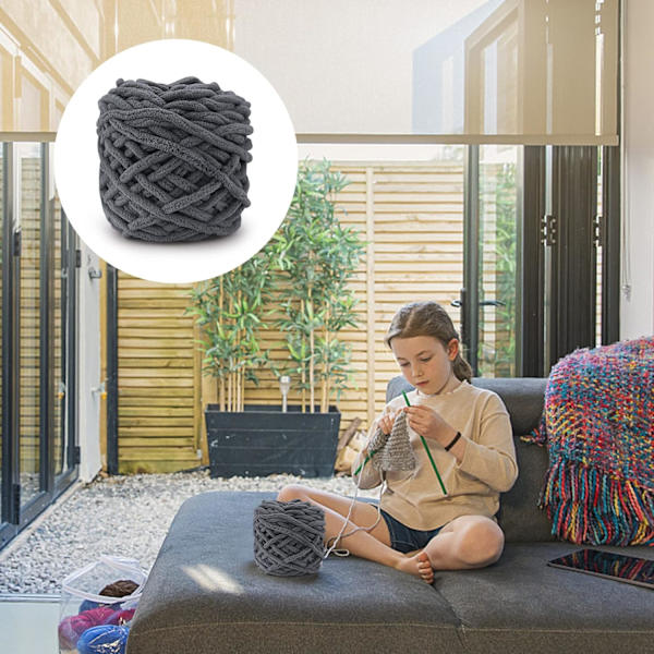 Stickgarn 4x Stickgarn för Virkning, Mjukt Chunky Garn för Garnprojekt dark gray