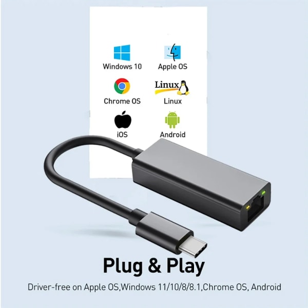 2500Mbps USB C till Ethernet Adapter USB Lan RJ45 nätverkskort för bärbar dator Xiaomi Mi Box S Nintendo Switch PC Aluminium Gigabit 1000Mbps USB A