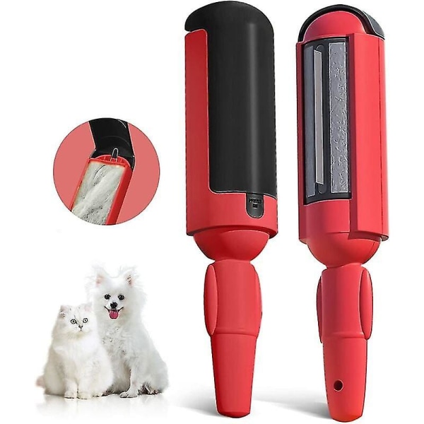 - 2 Pack, Reusable Cat and Dog Fur Hair Remover with Non-Slip Handle, Portable Roller with Automatic Base