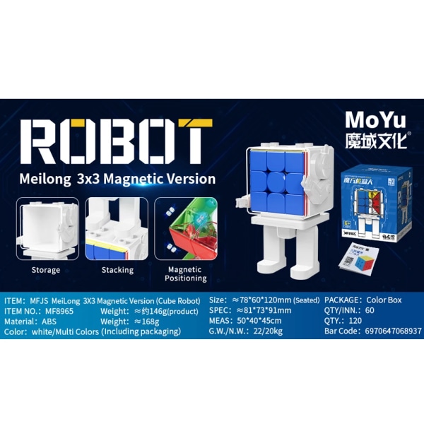 MoYu Meilong 3x3x3 Taikakuutio Robotti Meilong M 2x2 3x3 Nopeuskuutio Ammattimainen Nopeuspulma Leikki Cubo Magico Lasten Joululahjat Meilong 3x3 Magnetic