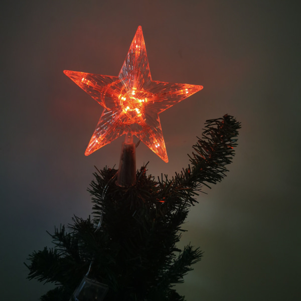 Sæt med 2 julgransstjärnor, julgransdekoration 30 LED-stjernelys batteridrevet julgranstopper Röd glimtstjärna belysning julgransprydnad