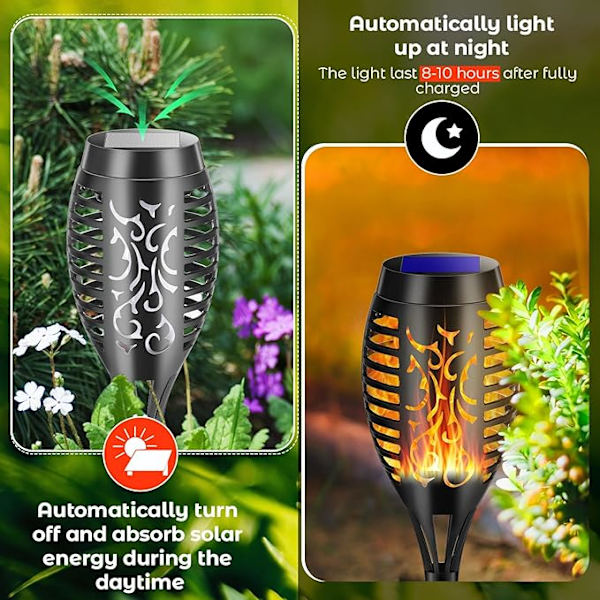 6-pak udendørs solcellelamper, udendørs solcellelamper med realistisk dynamisk flamme - solcellelamper til interiør, stier [Energiklasse G]-AD10--O-