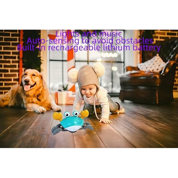 Krypende Krabbe Babyleke for 3-12M, Sensorisk Magetid & Lærende Krypelek med Lys & Lyd