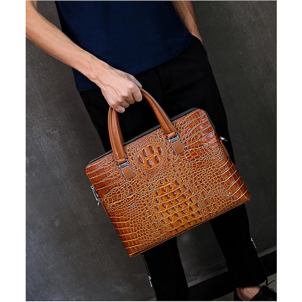 2021 New Luxury Cow Genuine Leather Business Men's Briefcase Male Shoulder Bag Alligator Messenger Bag Tote Computer Handbag