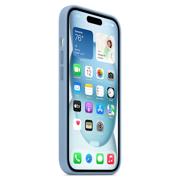 iPhone 15 Deksel Kompatibelt med MagSafe Ripebestandig Silikon Deksel Lyseblå