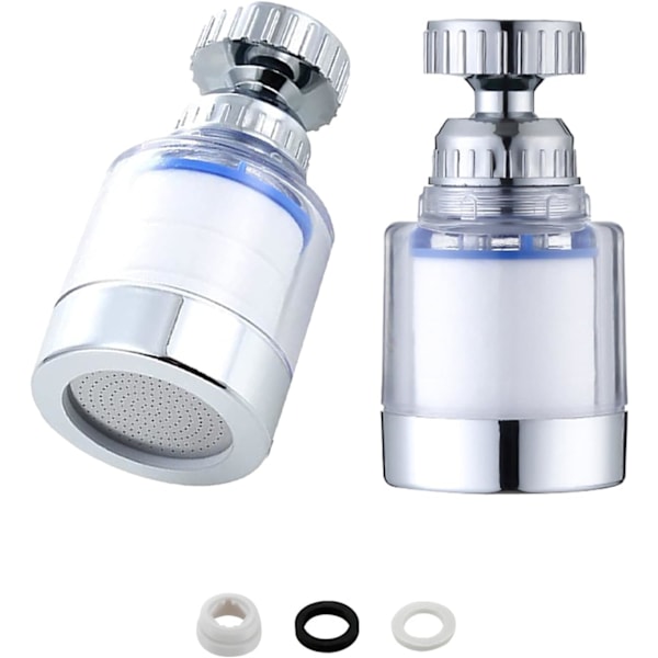2-pack kranmonterade filter, 360 graders roterande kranfilter, filterpatron för kolvattenfiltrering för kök och kontor