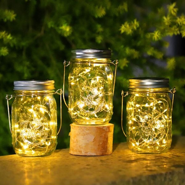 3-pak Udendørs Solcellelamper - 30LED Udendørs Solcellehavelamper, IP65 Vandtæt Udendørslygte-AD10--O-