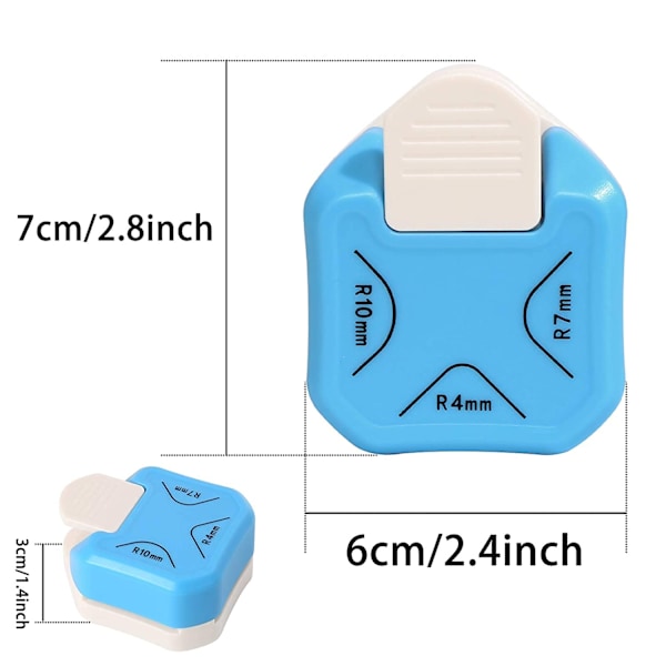3-in-1 kulmaleikkuri, R 4/7/10 mm, metalli- ja muovikulman pyöristäjä