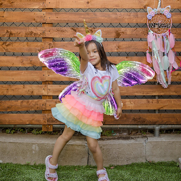 Barne Butterfly Angel Wings med elastiske skulderstropper, for Halloween Cosplay HQ, fargerike sommerfuglvinger aluminium filmleker, bryllup