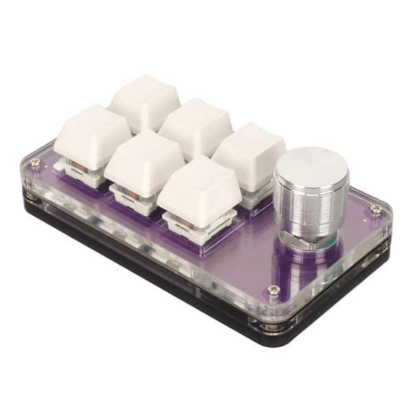 6-tasters mini tastatur med knap RGB lyseblå switch kablet forbindelse plug and play DIY programmerbar enhånds mekanisk tastatur transparent lilla