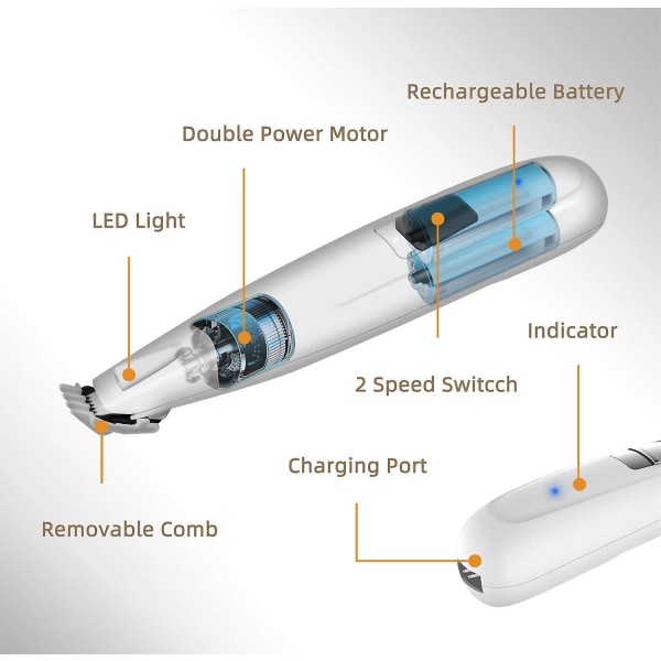 Sähköinen lemmikkieläinten karvanleikkuri, tassukarvanleikkuri koirille ja kissoille, ladattava