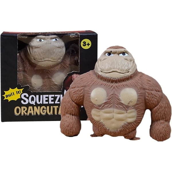 Strækbare abe-legetøj, Splat abe stress legetøj, Klem abe splat legetøj, stressaflastende fidget legetøj stress klem gorilla legetøj brun Brown