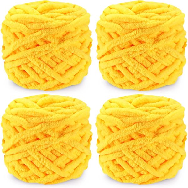 Stickgarn 4x Stickgarn för Virkning, Mjukt Chunky Garn för Garnprojekt Goose yellow