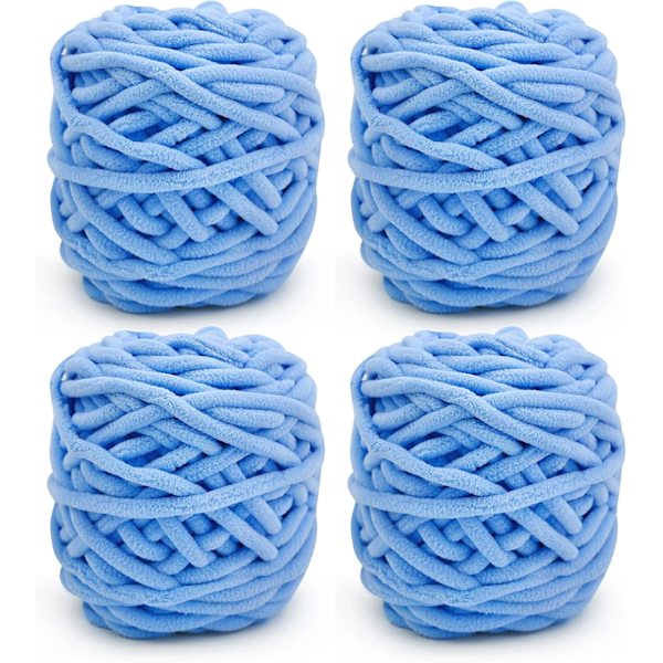 Stickgarn 4x Stickgarn för Virkning, Mjukt Chunky Garn för Garnprojekt sky blue