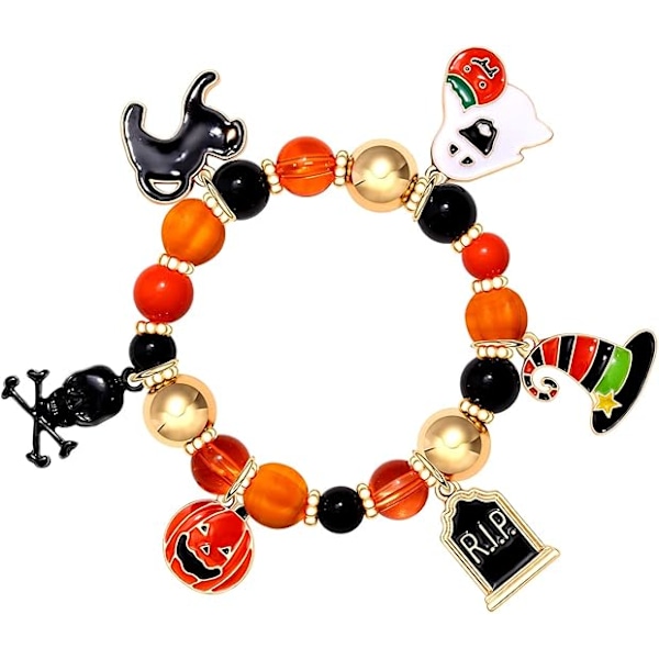 Halloween Armbånd Spøgelses Græskar Skift Charm Armbånd Gave Stræk Perlearmbånd til Kvinder