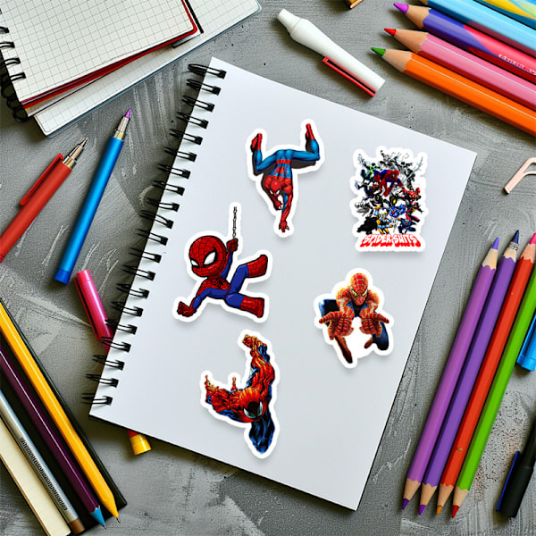 50 kpl Super Heroes -tarroja - Spider-Man-tarrat autoon, kannettavaan tietokoneeseen, rullalautaan, polkupyörään, mopoon, moottoripyörään, S-AD10--O-
