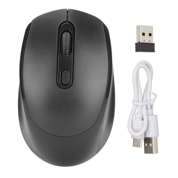 Trådløs mekanisk mus ergonomisk design 3 niveauer justerbar DPI 1600DPI 2.4G USB genopladelig mus sort