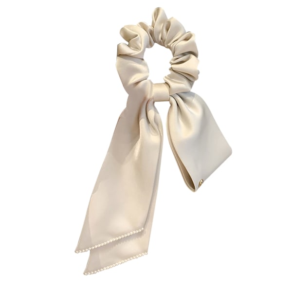 Satinband rosett hår scrunchies elastiskt säkert grepp elegant satin hästsvanshållare för flickor kvinnor beige