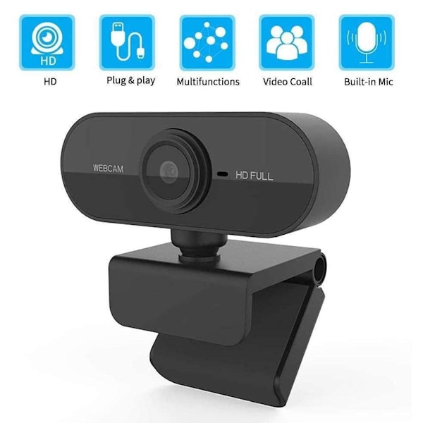 Full HD webbkamera - webbkamera HD med mikrofon - USB-skrivbord, bärbar dator, webbkamera, brusreducerande mikrofon
