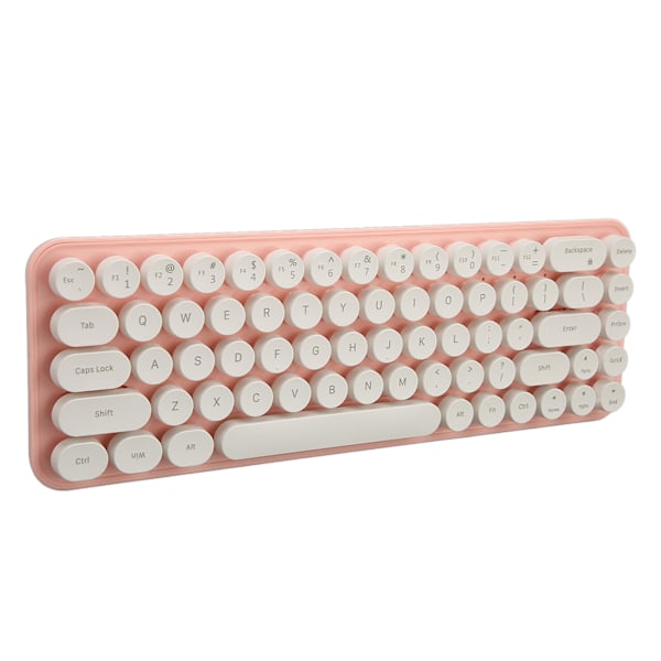 Langaton näppäimistö ja hiiri -yhdistelmä, Mini Portable Retro Silent 2.4G Wireless 68 Keys Office Keyboard Mouse Set White Pink