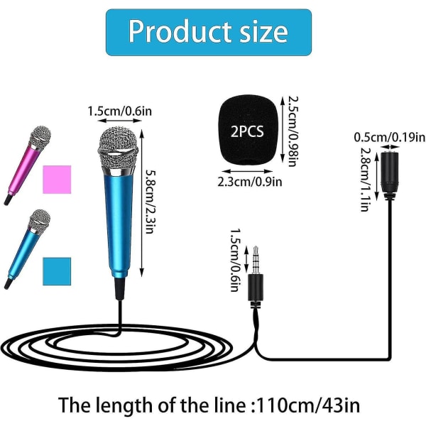 Mini-mikrofon kompatibel med mobiltelefon Mini-mikrofon Liten karaoke-mikrofon Liten trådbunden mikrofon Mini-mikrofon Asmr-mikrofon Karaoke-mikrofon