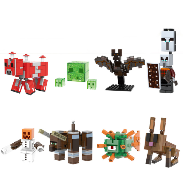 Sæt med 8 Minecraft kreativitet roliga miniblock figurer for barn