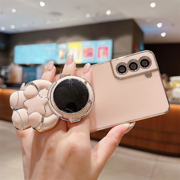 6d Plating Astronaut Skjult Stativ Deksel Kompatibel Samsung Galaxy S23 Ultra/s23 Plus/s23 Med Kamerabeskyttelse Rosa-FQ3- Pink S23 Plus