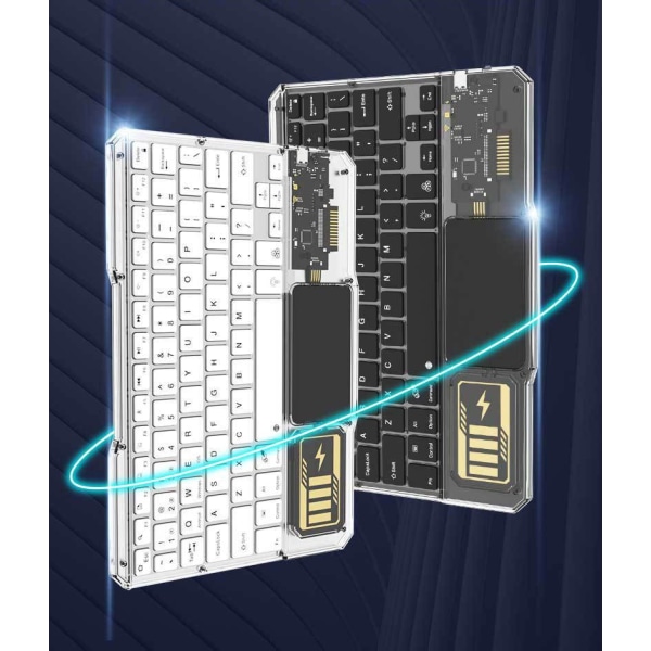 Trådlöst tangentbord med multifunktionell pekplatta, uppladdningsbart batteri och bakgrundsbelysningseffekt, QWERTY