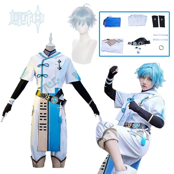 Anime Genshin Impact Chongyun Cosplay Kostyme Spill Chong Yun Kostyme Halloween Festantrekk Og Parykk For Menn Kvinner Hot