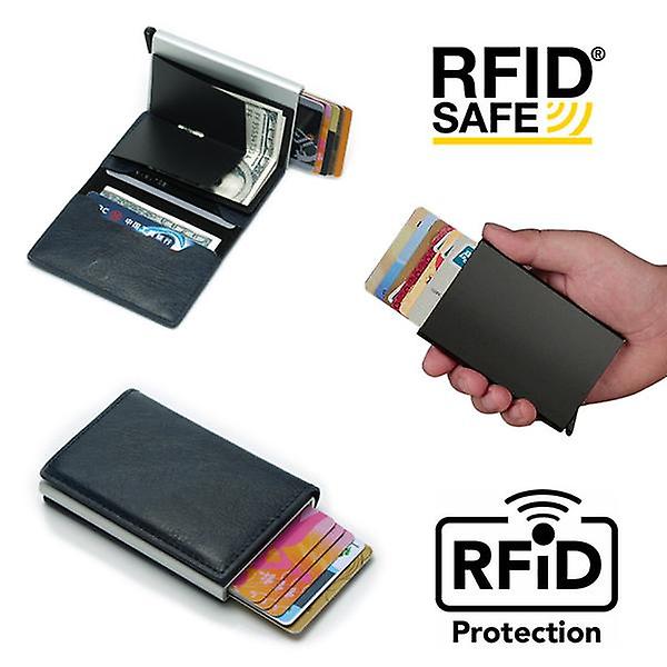 PopUp Smart korthållare skjuter Fram 8st Kort RFID-NFC Säker!!