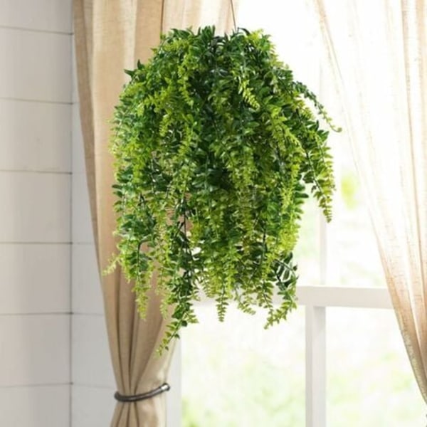 Månebregne Kunstige Planter Hængeplanter Kunstige Grønne Planter Plastikplanter til Udendørs Altan Potteplanter Bryllup Have Dekoration 2 stk