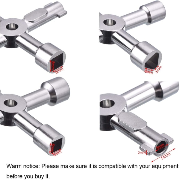 4-i-1-avain Utility-avain Kaasu Sähkökaappi Kaasumittarin avain, monitoiminen sähkökaappi Tangentpanelin avain (hopea, pyöreä reikä keskellä)