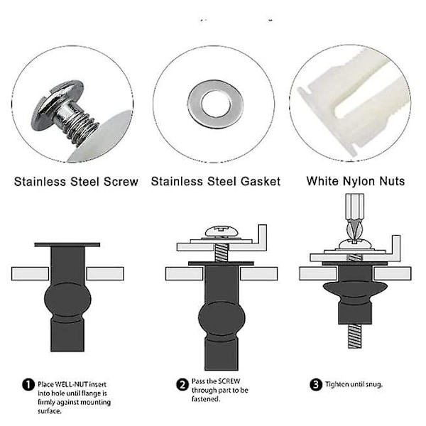4 Toilet Sæde Ekspansionsskruer. Fastgørelsesskruer Og Dyvler Til Toiletsædet. Toilet Tilbehør. Fastgørelse Af Toilettet. Fastgørelse Af Toiletlåget