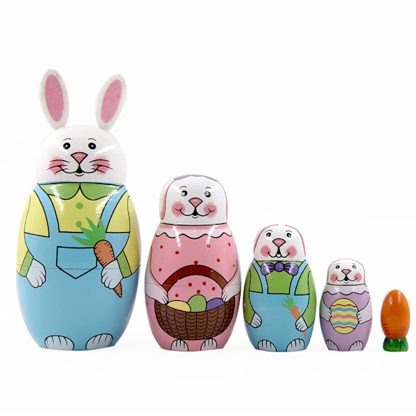 Pääsiäispupu-koriste, pinotut puiset käsintehdyt Matryoshka-nuket, pääsiäismunalelut, täydellinen lasten syntymäpäivä- tai kodinsisustuslahjoihin-AD10--O-