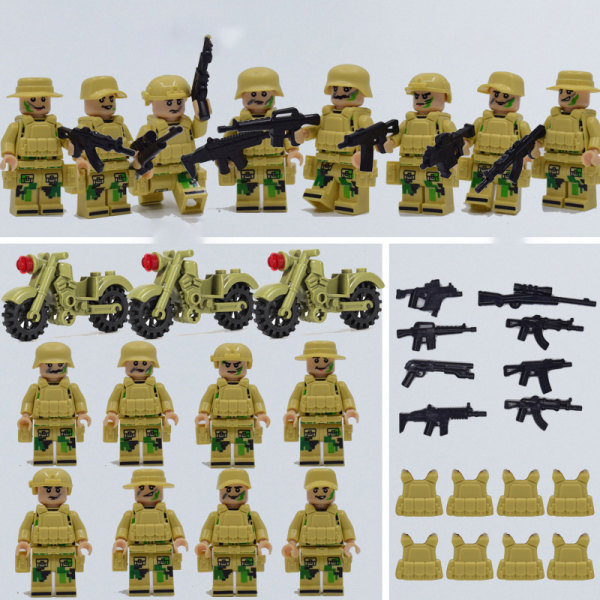 War Wolf Special Forces [påsar 8 figurer/set] och Cobi Cada-utrustning kompatibel