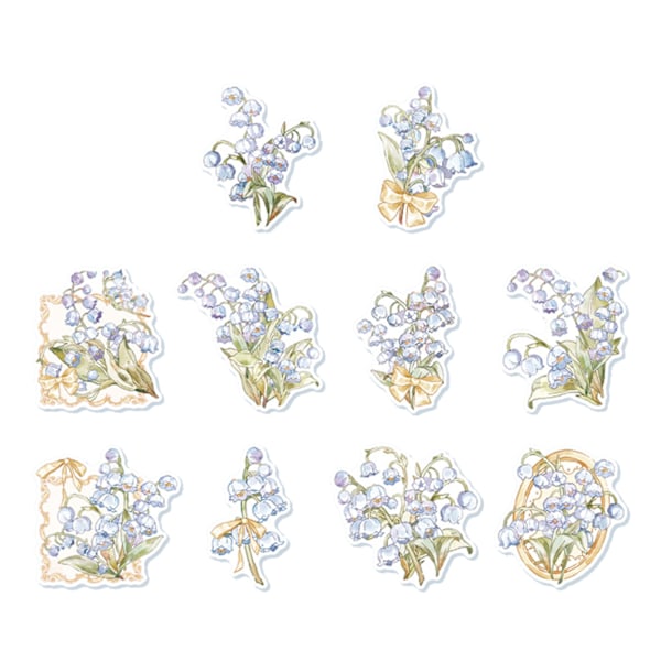 30pcs Flower Stickers Multi Purpose Unique Floral Decorative Stickers for Handbook Notebook Album Lily of The Valley