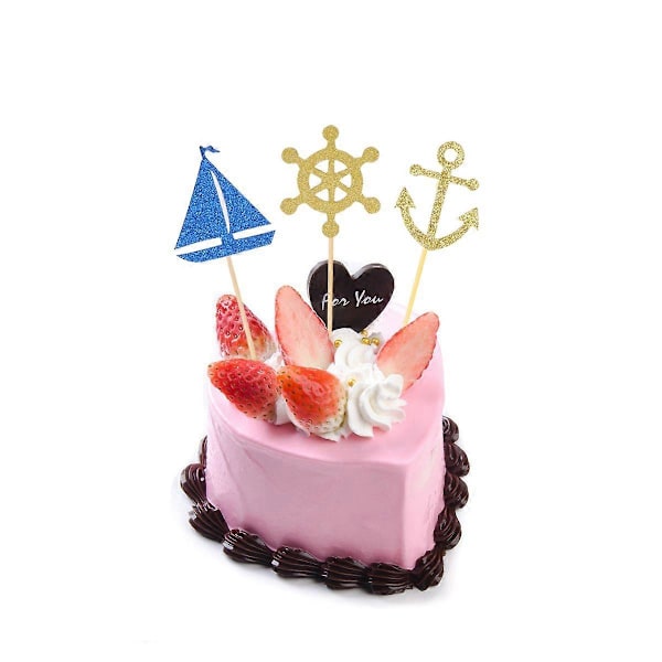 24 stk. Seilbåt Anker Kakedekorasjon Kakepynt Cupcake Dekorasjon Festutstyr til Bryllup Bursdag Festival