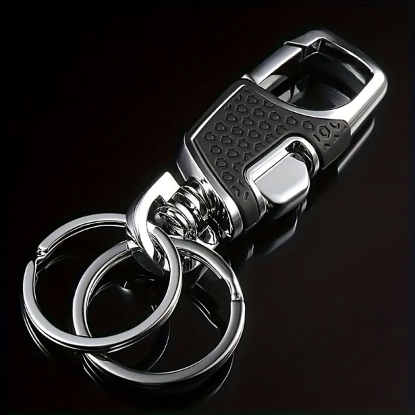 High-end metall bilnyckelring, en tryckning och öppna Kreativa mäns anti-förlorade midja hängande konstläder nyckelring Lås nyckelring black