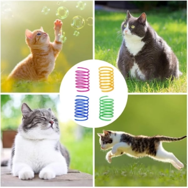 20 stykker kattelegetøj, legetøjsspiral fjedre nyhed kæledyrslegetøj farverige spiralfjedre fjeder spiral til kat-AD10--O-