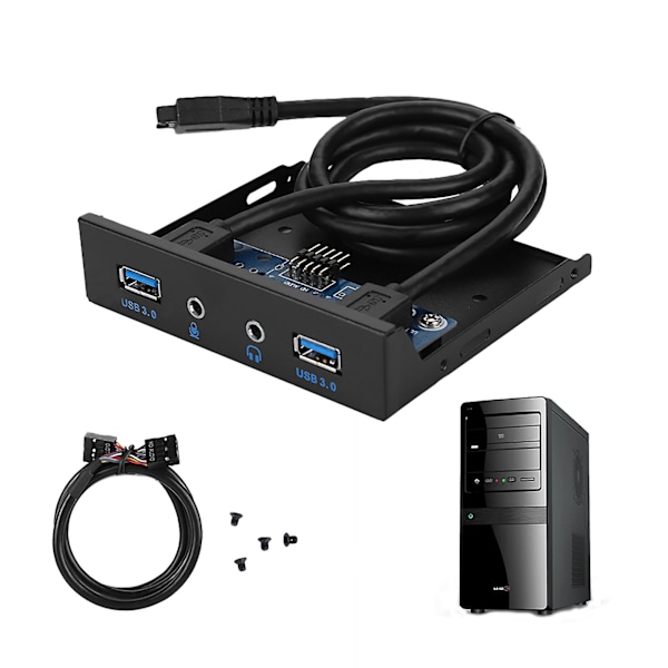 USB3.0 ääni etupaneeli 3.5 kaksois USB3.0:lla, mikrofonilla, HD-ääniliittimellä, 24+28AWG-kaapeleilla, 60 cm:n pituus