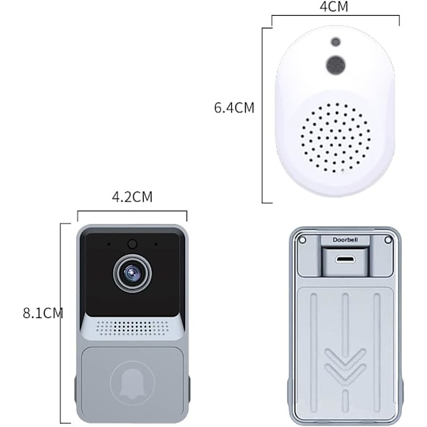 Trådlös videodörrklocka kamera, hemmasäkerhetskamera Wi-Fi dörrklocka kit HD-video