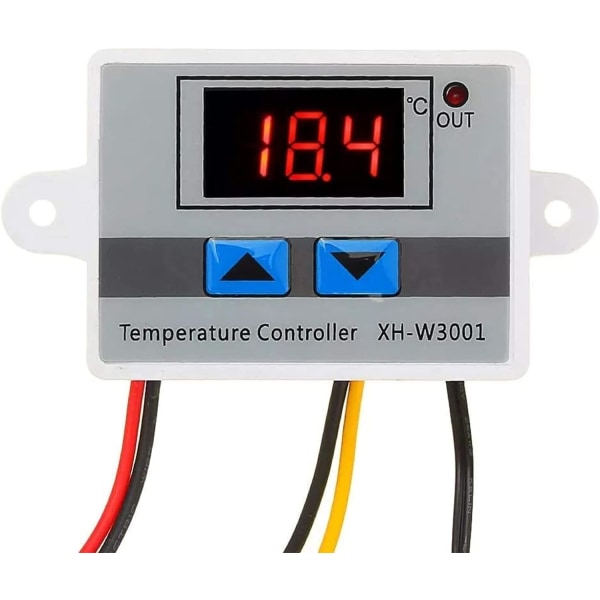 Pakke med 2 XH-W3001 Digital LCD-temperaturkontrolmodul, mikrodator termoregulator Termoelementtermostat med vandtæt sond (110-220V)