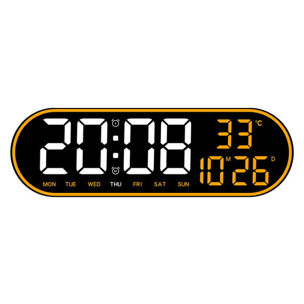 Digital wall clock with large display alarm clock with remote control, luminous digital clock, date, day of the week and temperature electronic clock