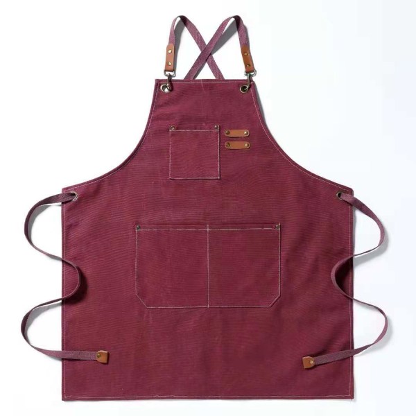 Canvas apron, men's and women's aprons, adjustable chef apron, with 3 kitchen artist painting pockets