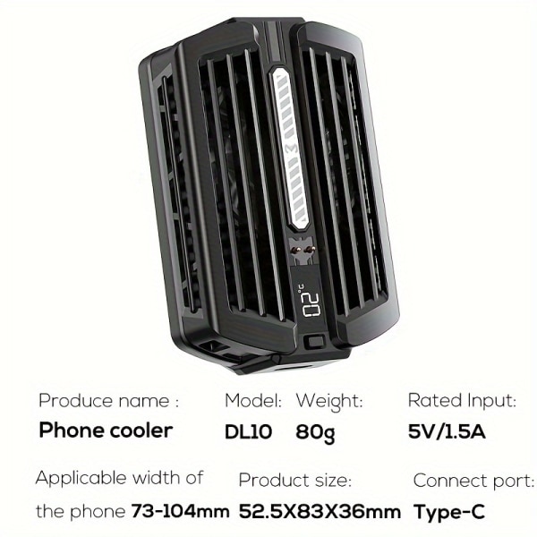 MEMO DL10 Semiconductor Radiator Externt batteri Mobiltelefon Radiator Batteri Plug-in Dubbel användning Mobiltelefon Radiator black