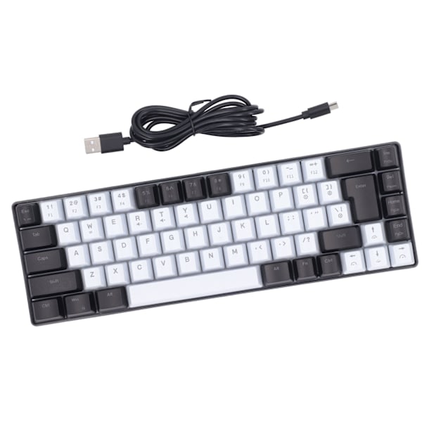 Membran Gaming Tastatur 68 Taster RGB Baggrundsbelyst Ergonomisk USB Interface Computer Tastatur til Win System Kontor Familie Sort Hvid