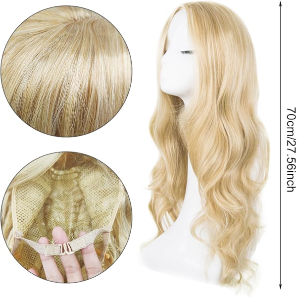 Lång blond vågig peruk för kvinnor, 68 cm lång lockig peruk, syntetisk maskeradperuk för kvinnor (blond)-AD10--O-