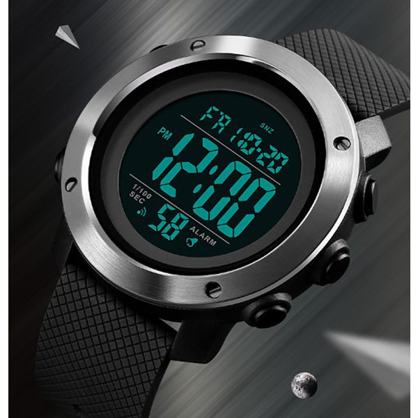 Digital display manlig elektronisk klokke dual time Armbandsur