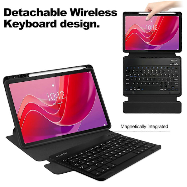 Etui til Lenovo Tab M11/Xiaoxin Pad 11 2024 PU+Akryl Nettbrett Stativdeksel med Bluetooth Tastatur Flerfarget