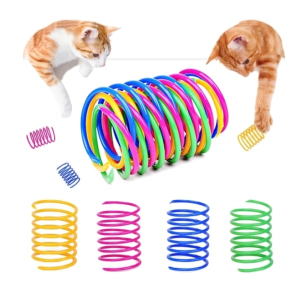 20 stycken kattleksaker, leksaksspiral fjädrar nyhet husdjursleksak färgglada spiralfjädrar fjäder spiral för katt